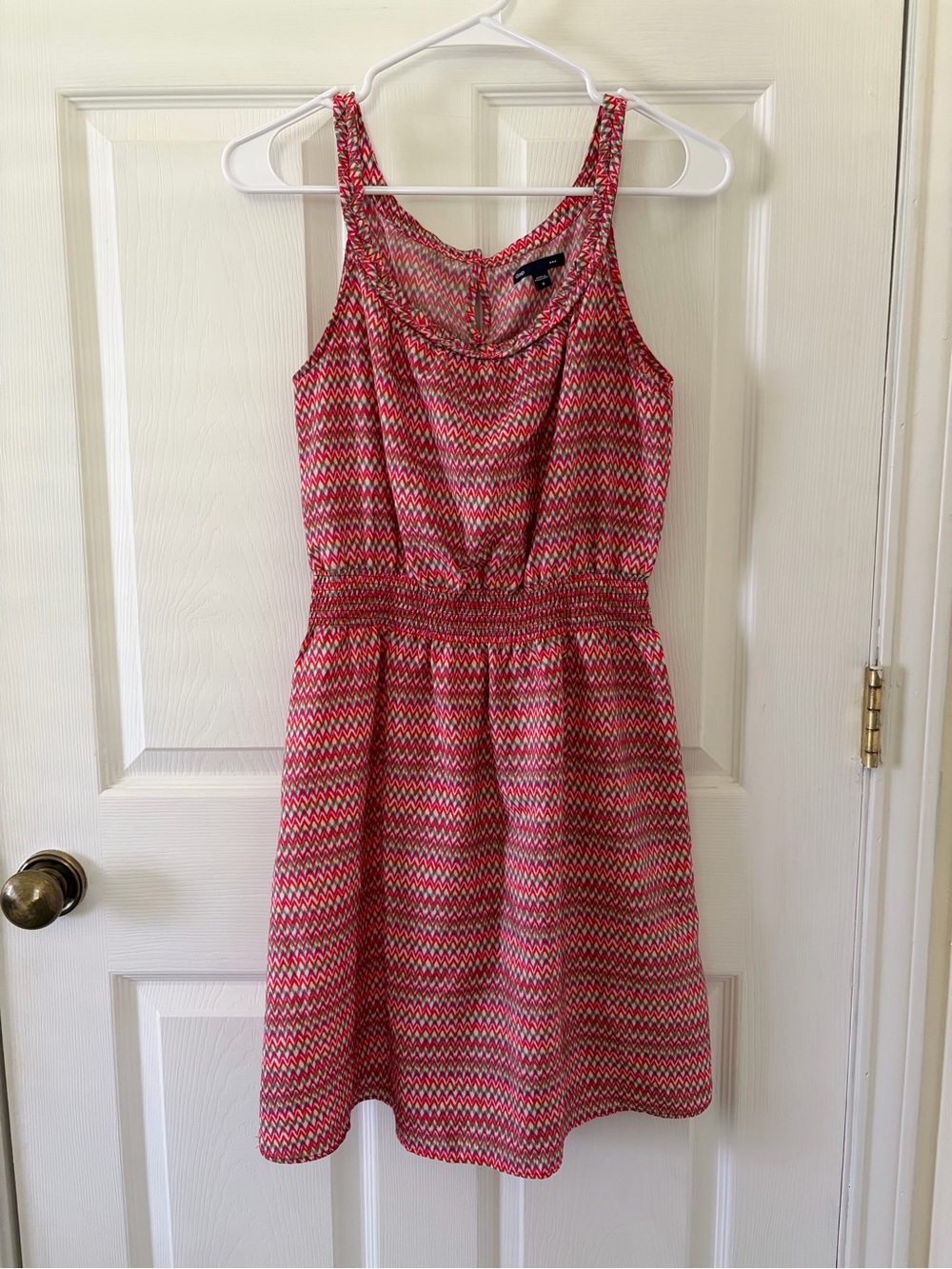 GAP Pink Chevron-Pattern Sleeveless Summer Dress